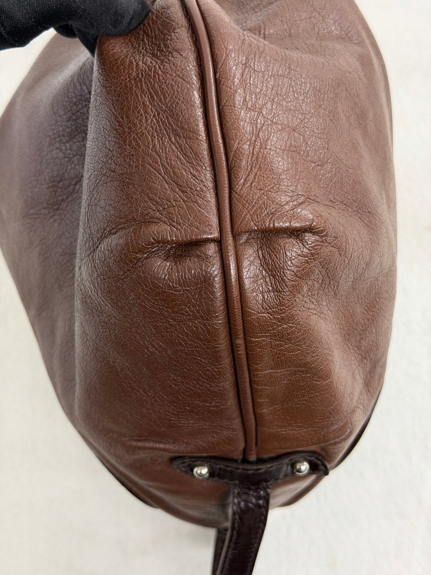 Fendi Vintage Oyster Leather Hobo Shoulder Bag Brown