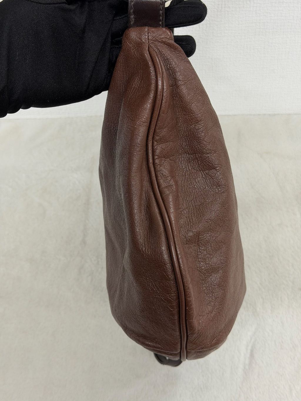 Fendi Vintage Oyster Leather Hobo Shoulder Bag Brown