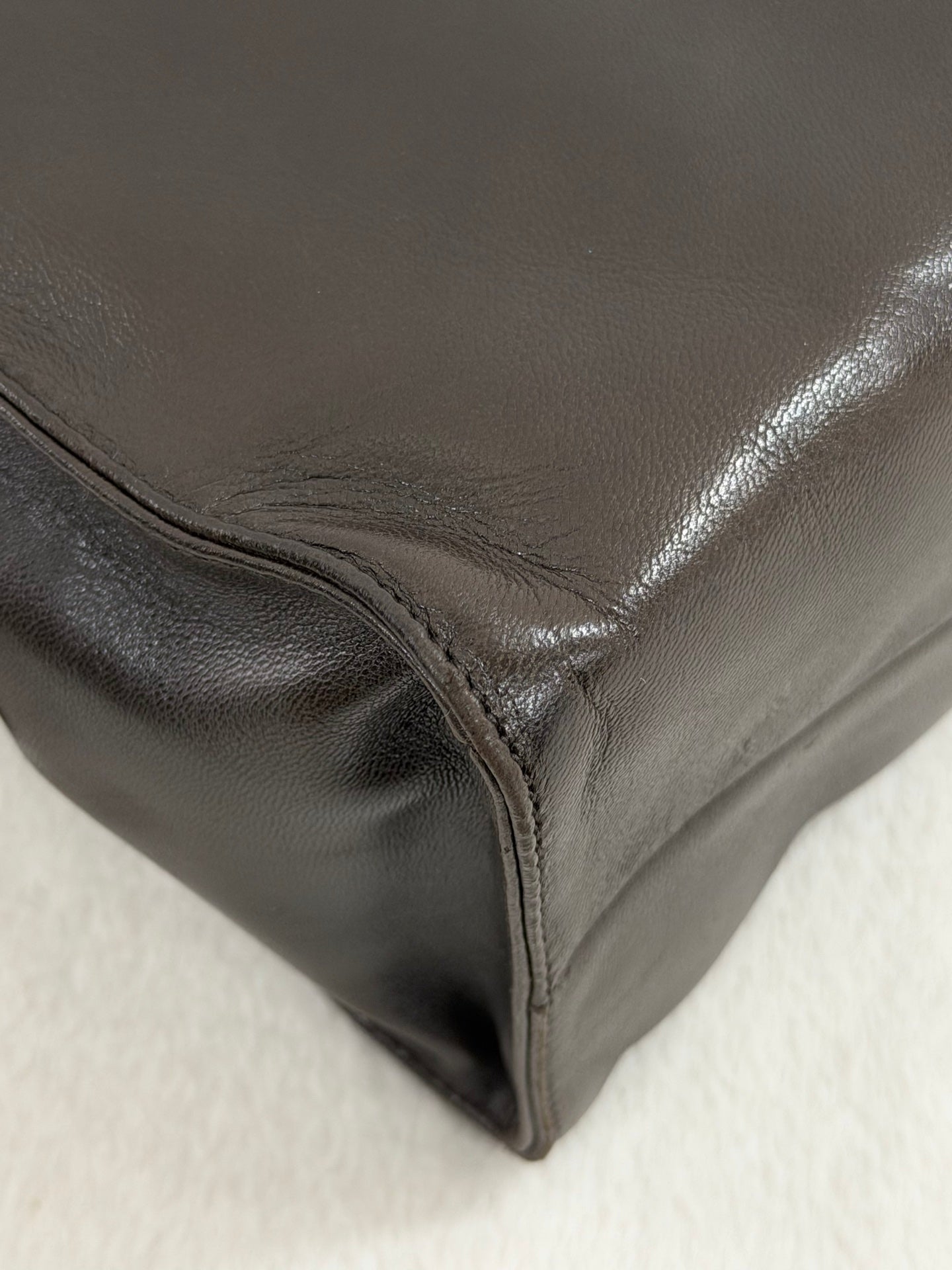 Prada Vintage Nappa Leather Twin Zip Square Shoulder Bag Dark Brown