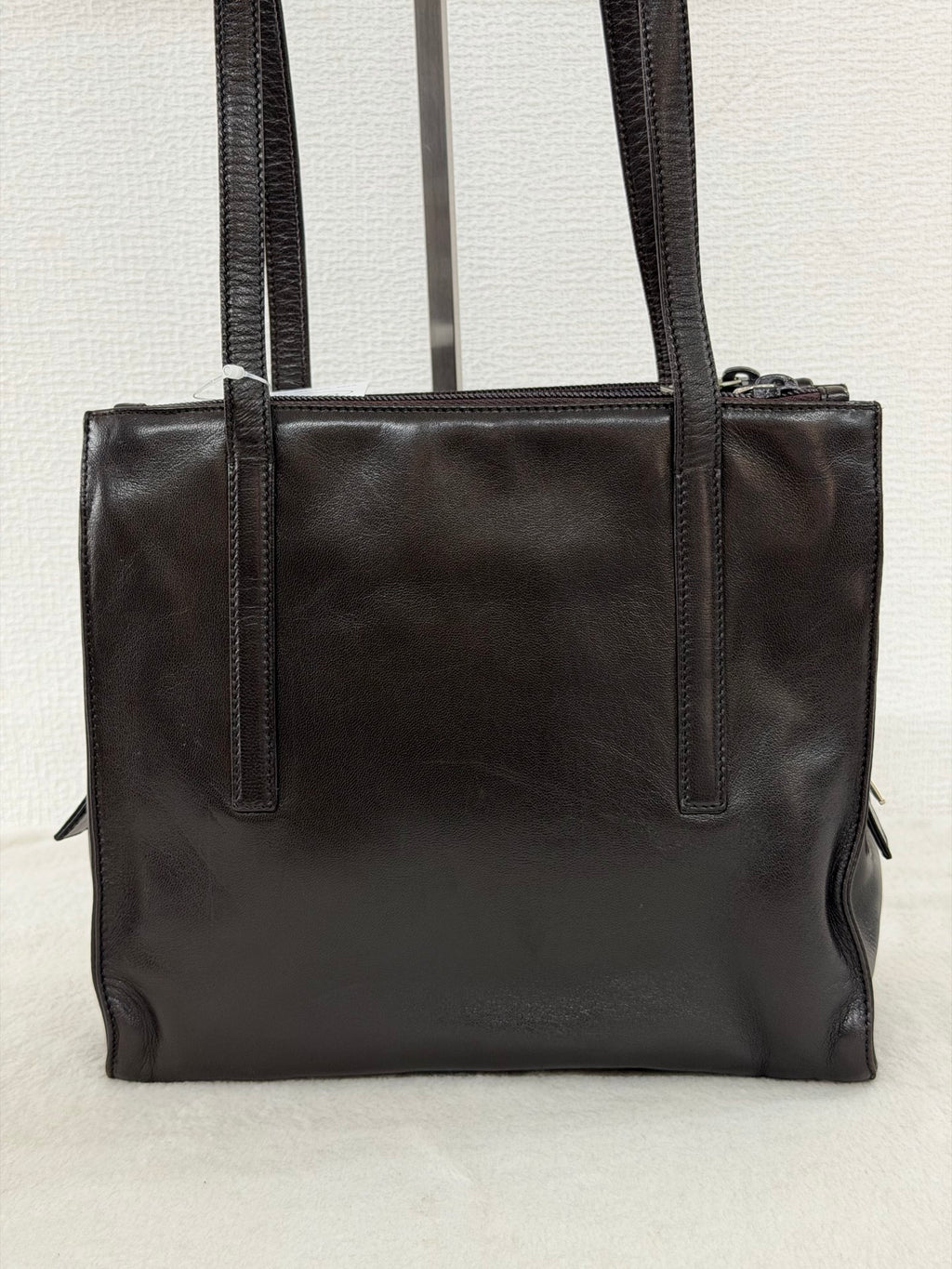 Prada Vintage Nappa Leather Twin Zip Square Shoulder Bag Dark Brown