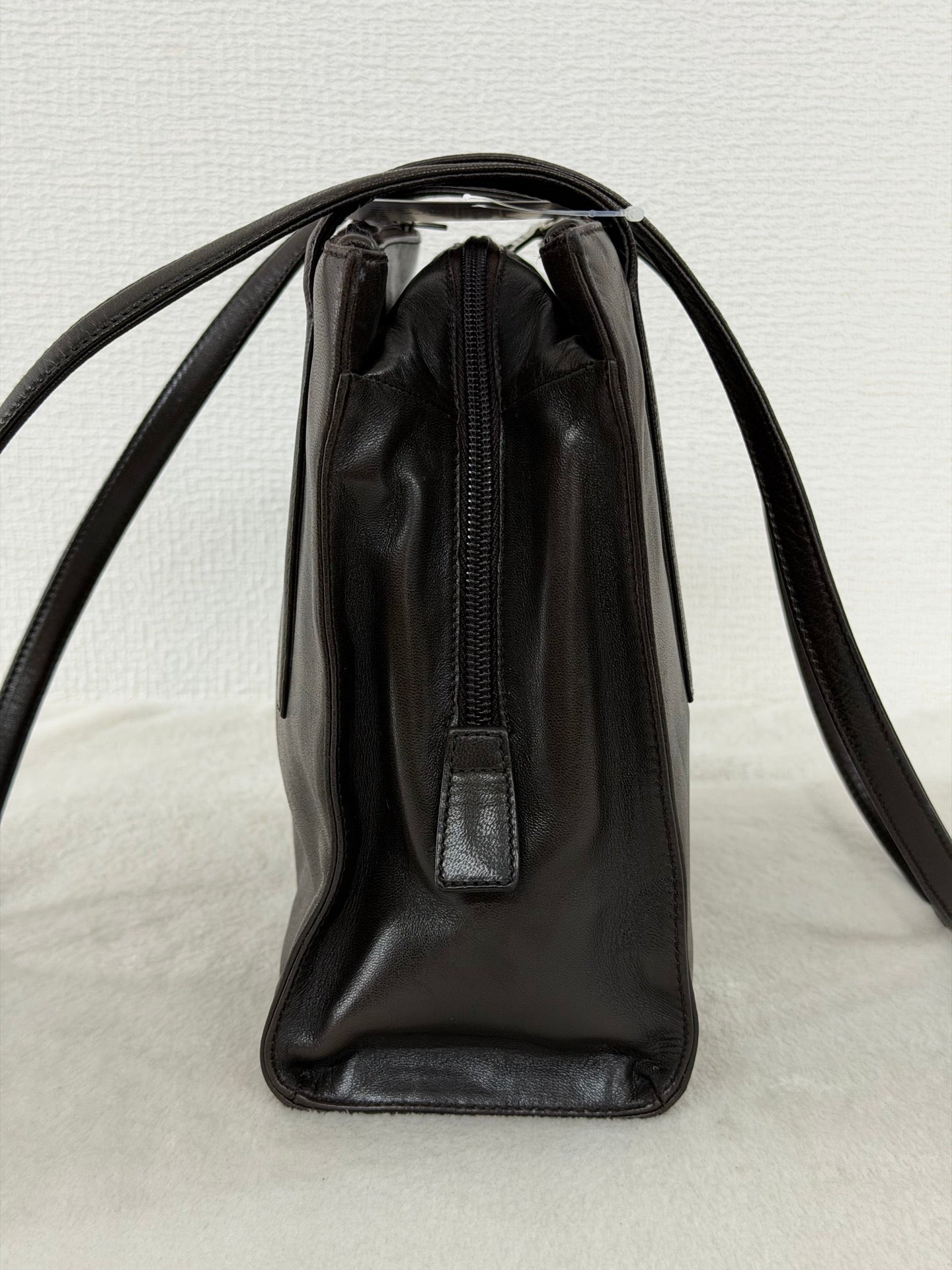 Prada Vintage Nappa Leather Twin Zip Square Shoulder Bag Dark Brown
