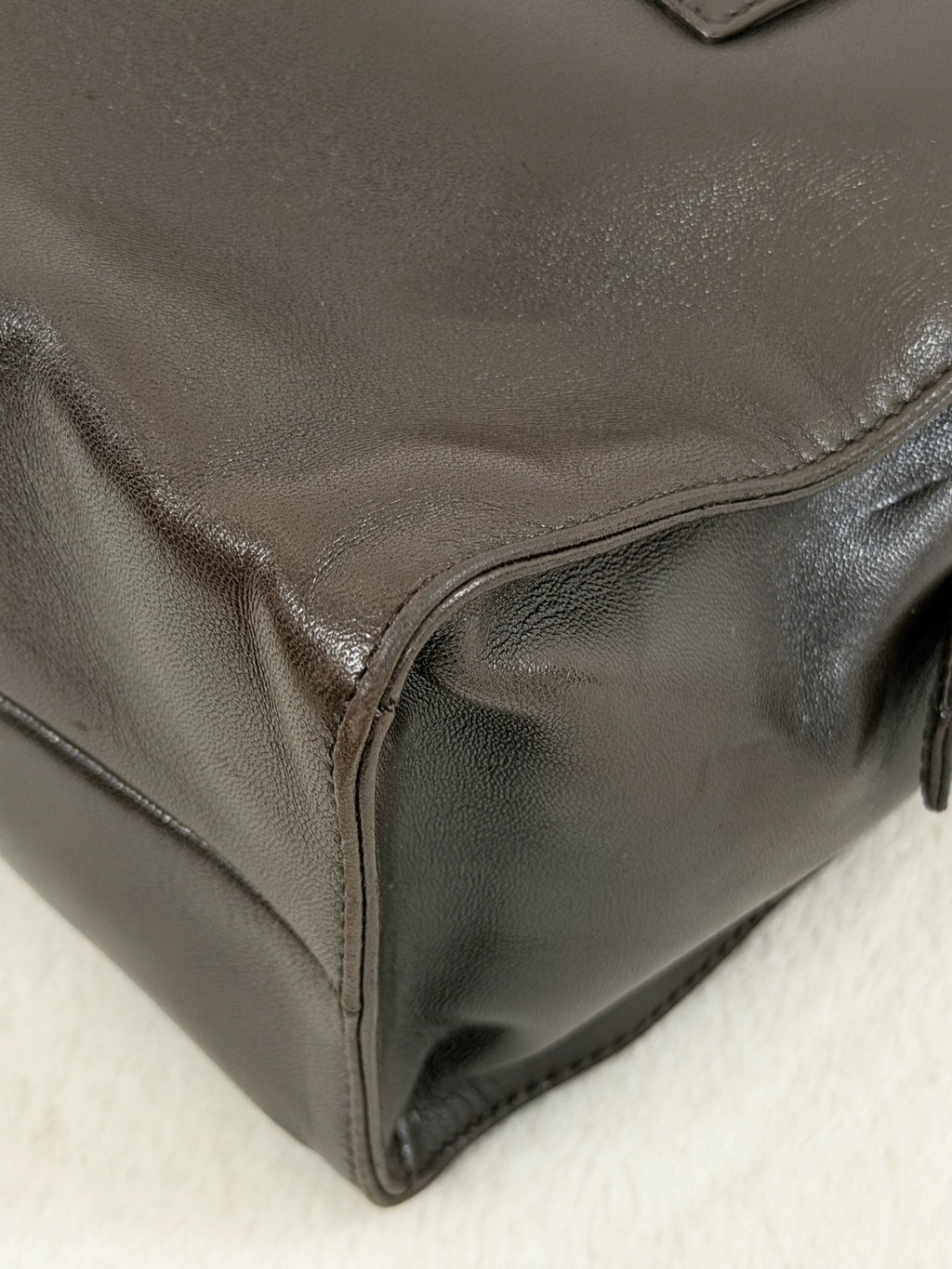 Prada Vintage Nappa Leather Twin Zip Square Shoulder Bag Dark Brown
