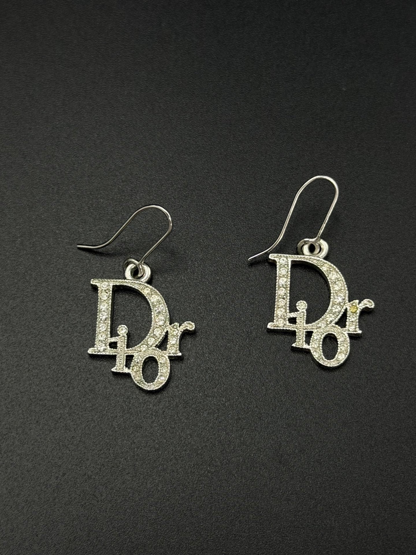 Dior Oblique Silver Logo Earrings