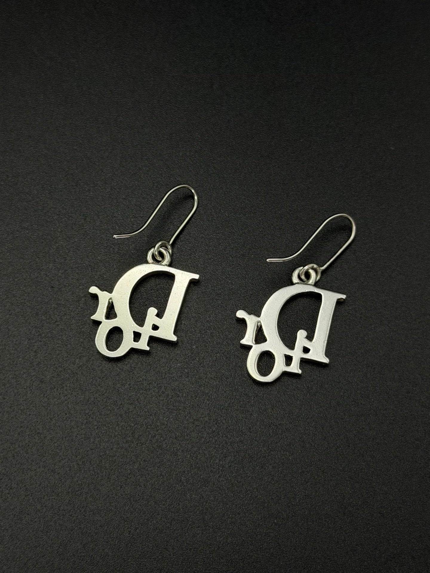Dior Oblique Silver Logo Earrings