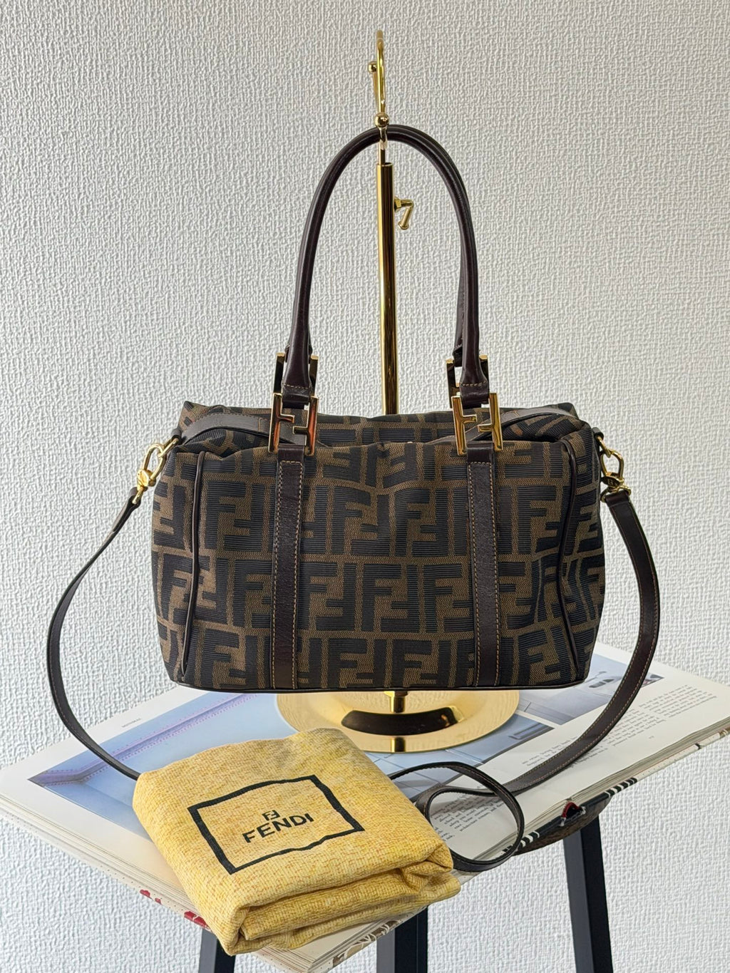 Fendi Zucca Canvas Boston Bag