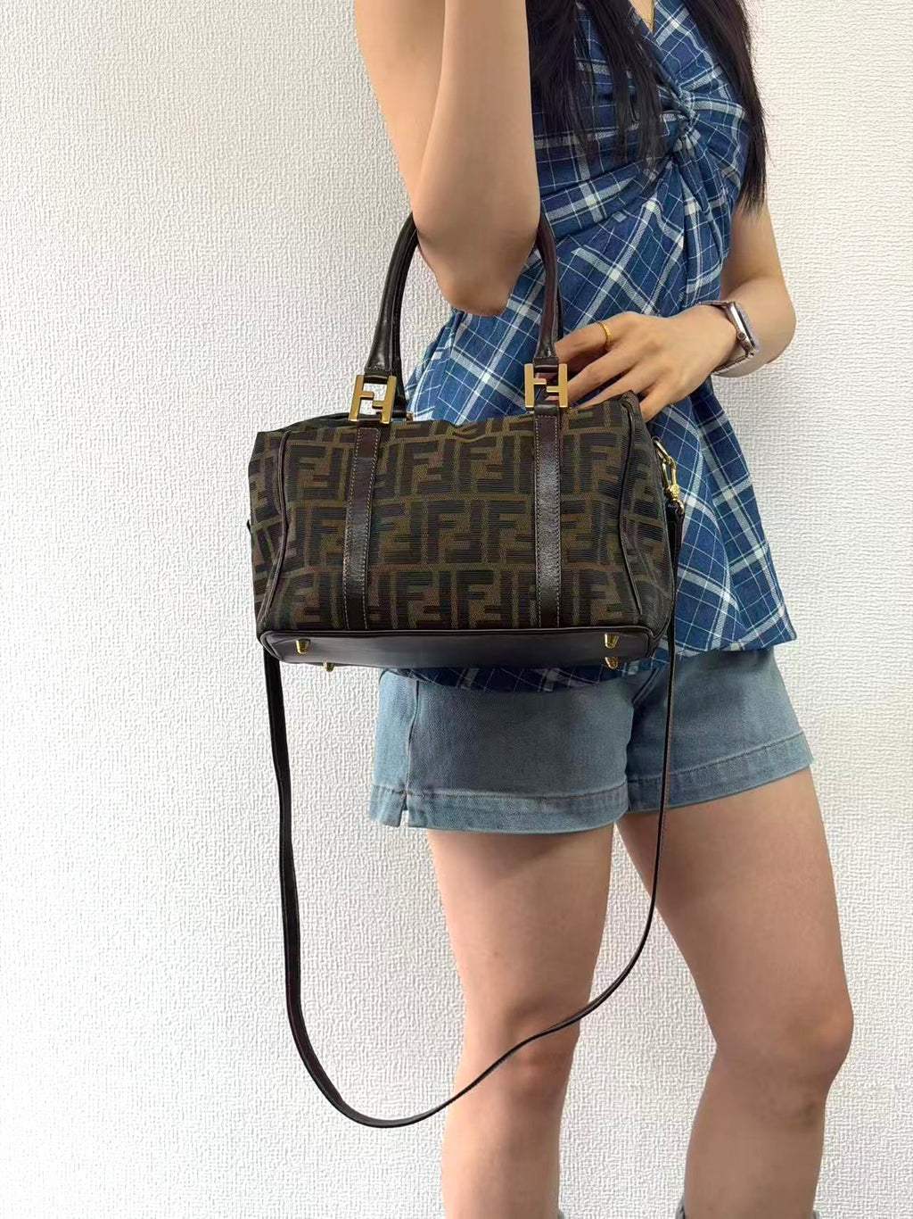 Fendi Zucca Canvas Boston Bag
