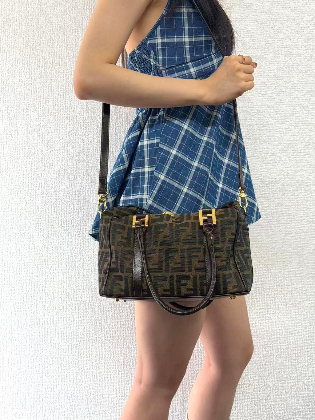 Fendi Zucca Canvas Boston Bag