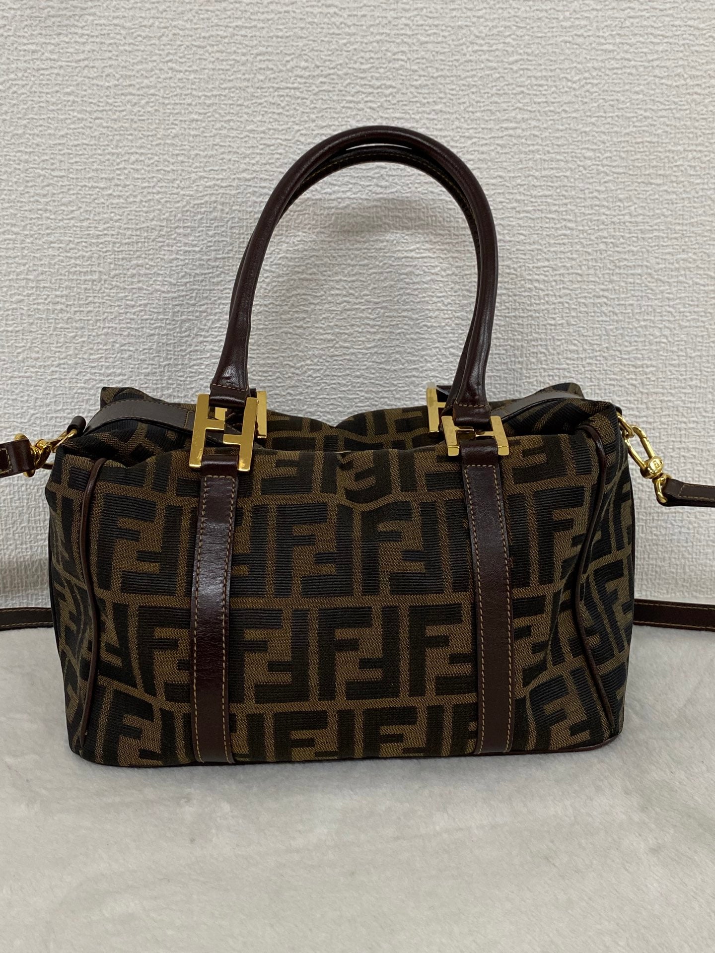 Fendi Zucca Canvas Boston Bag