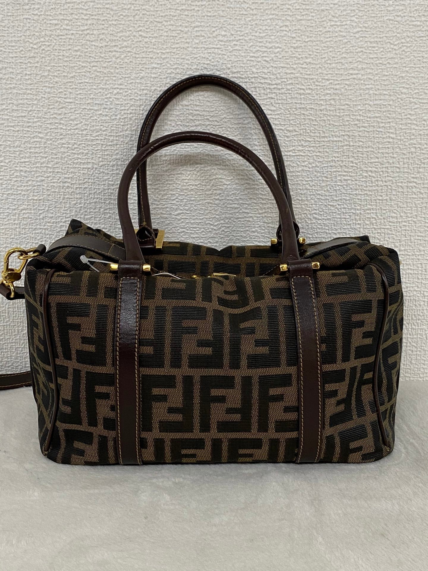 Fendi Zucca Canvas Boston Bag