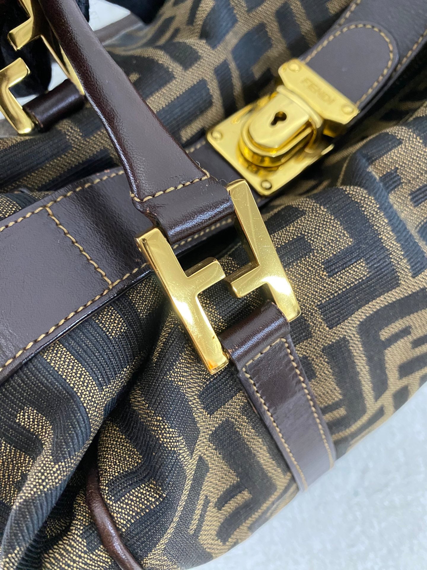Fendi Zucca Canvas Boston Bag