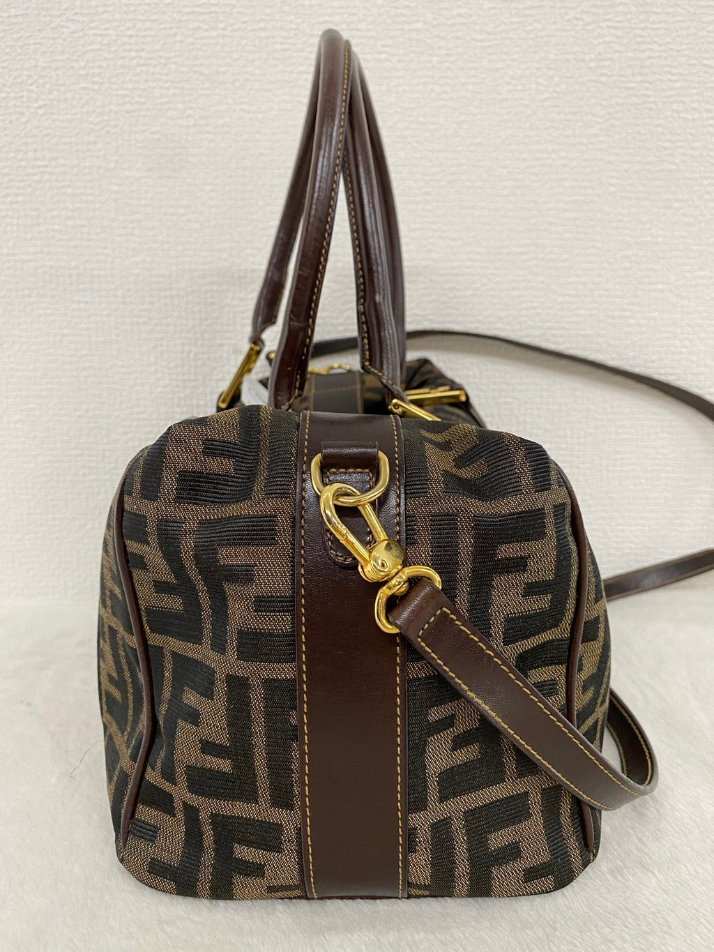 Fendi Zucca Canvas Boston Bag