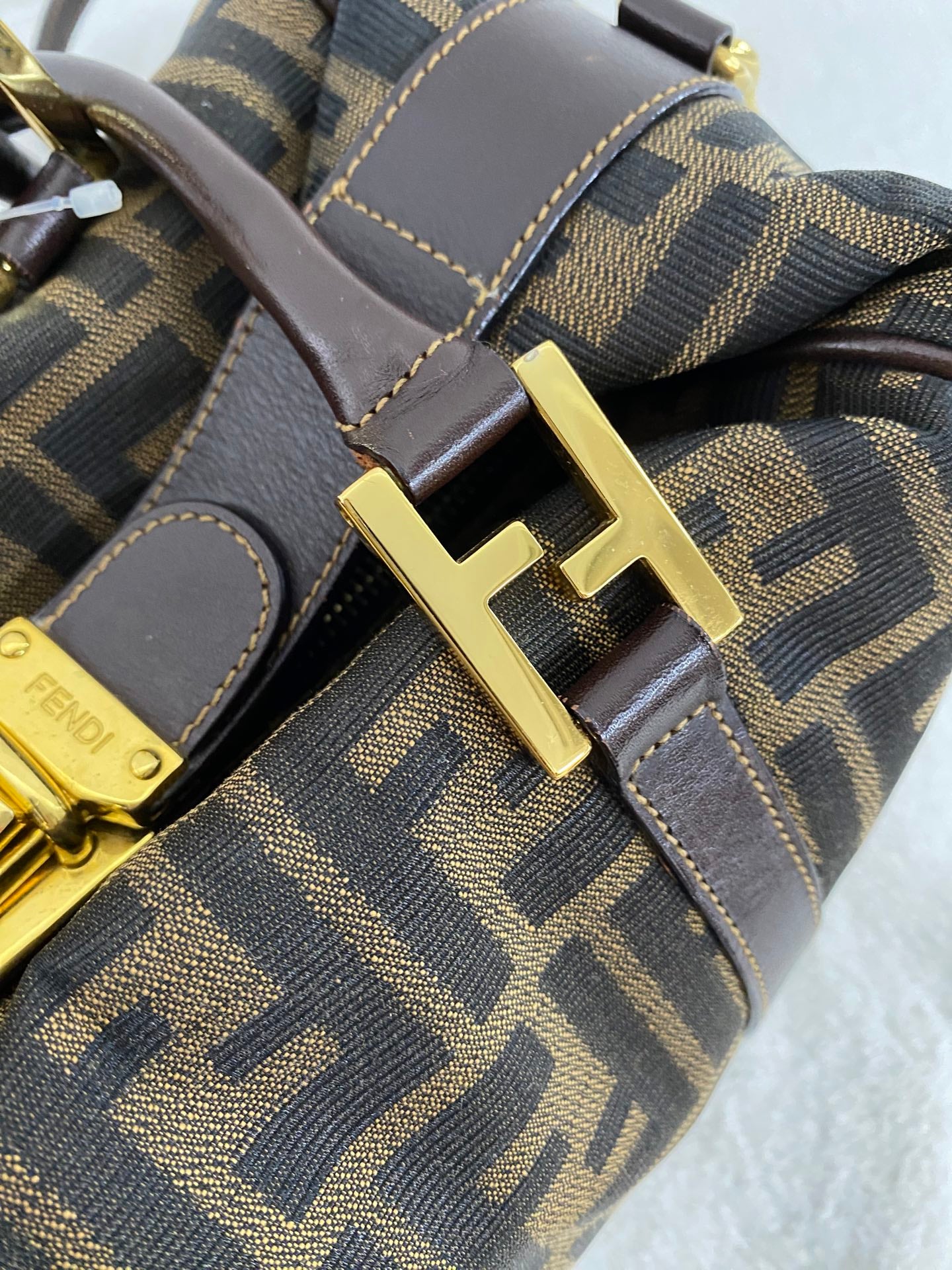 Fendi Zucca Canvas Boston Bag