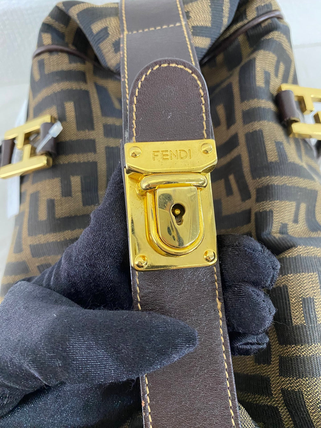 Fendi Zucca Canvas Boston Bag