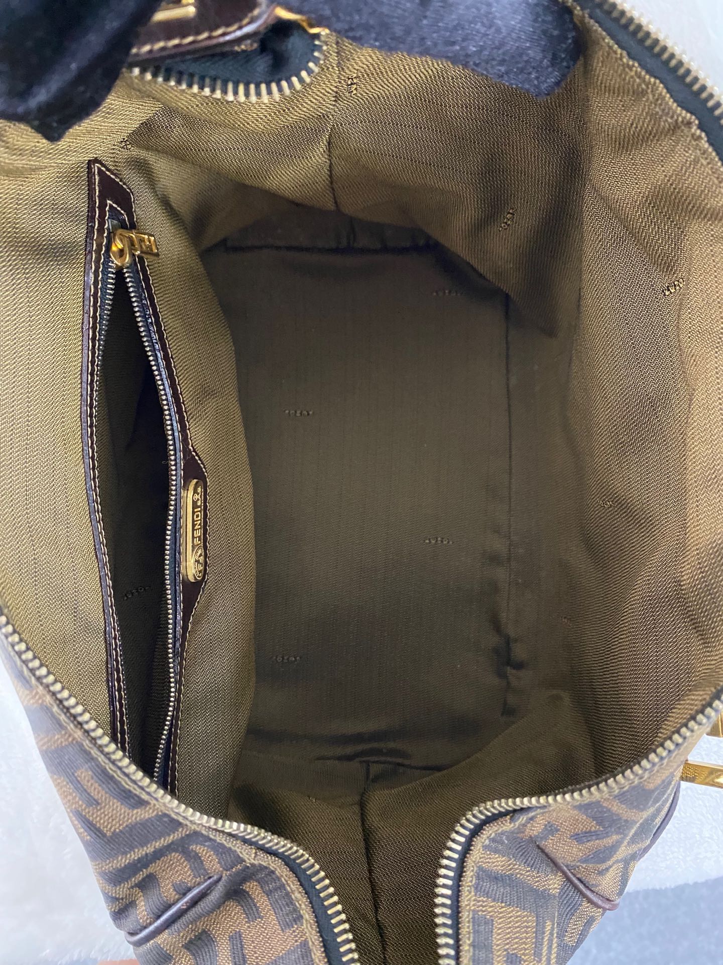 Fendi Zucca Canvas Boston Bag