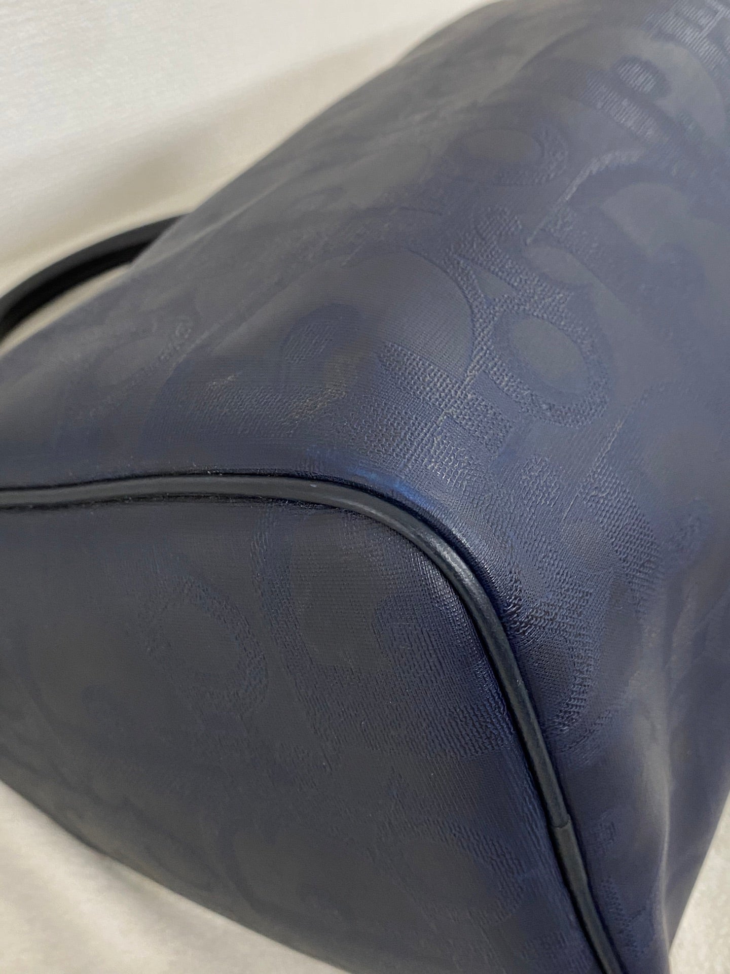Christian Dior Vintage Monogram Trotter Boston Doctor Bag Navy