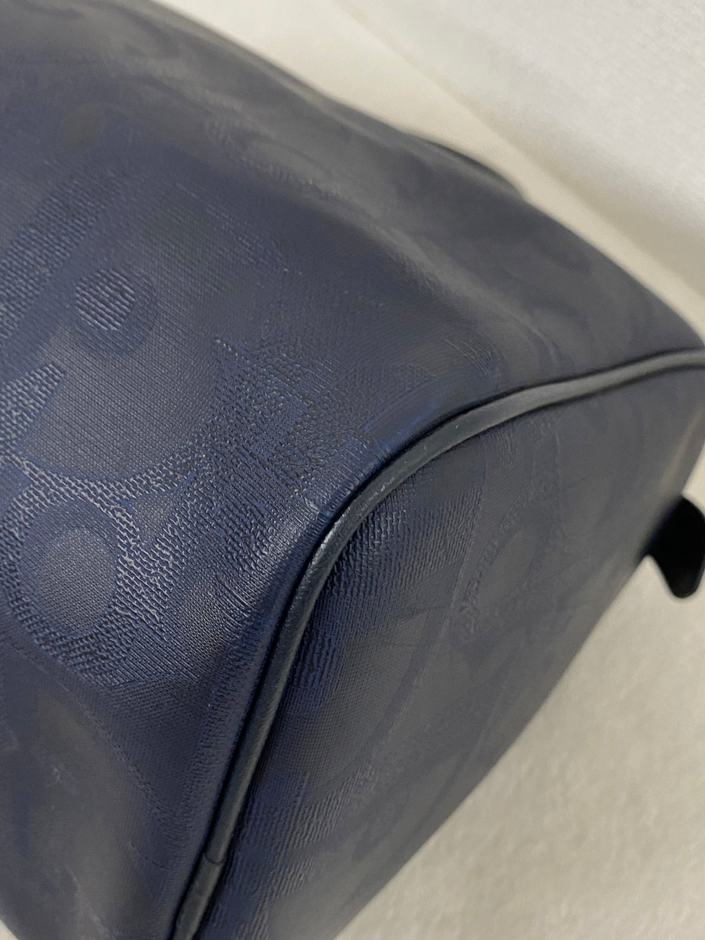 Christian Dior Vintage Monogram Trotter Boston Doctor Bag Navy