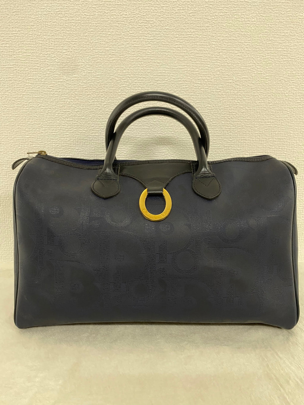 Christian Dior Vintage Monogram Trotter Boston Doctor Bag Navy