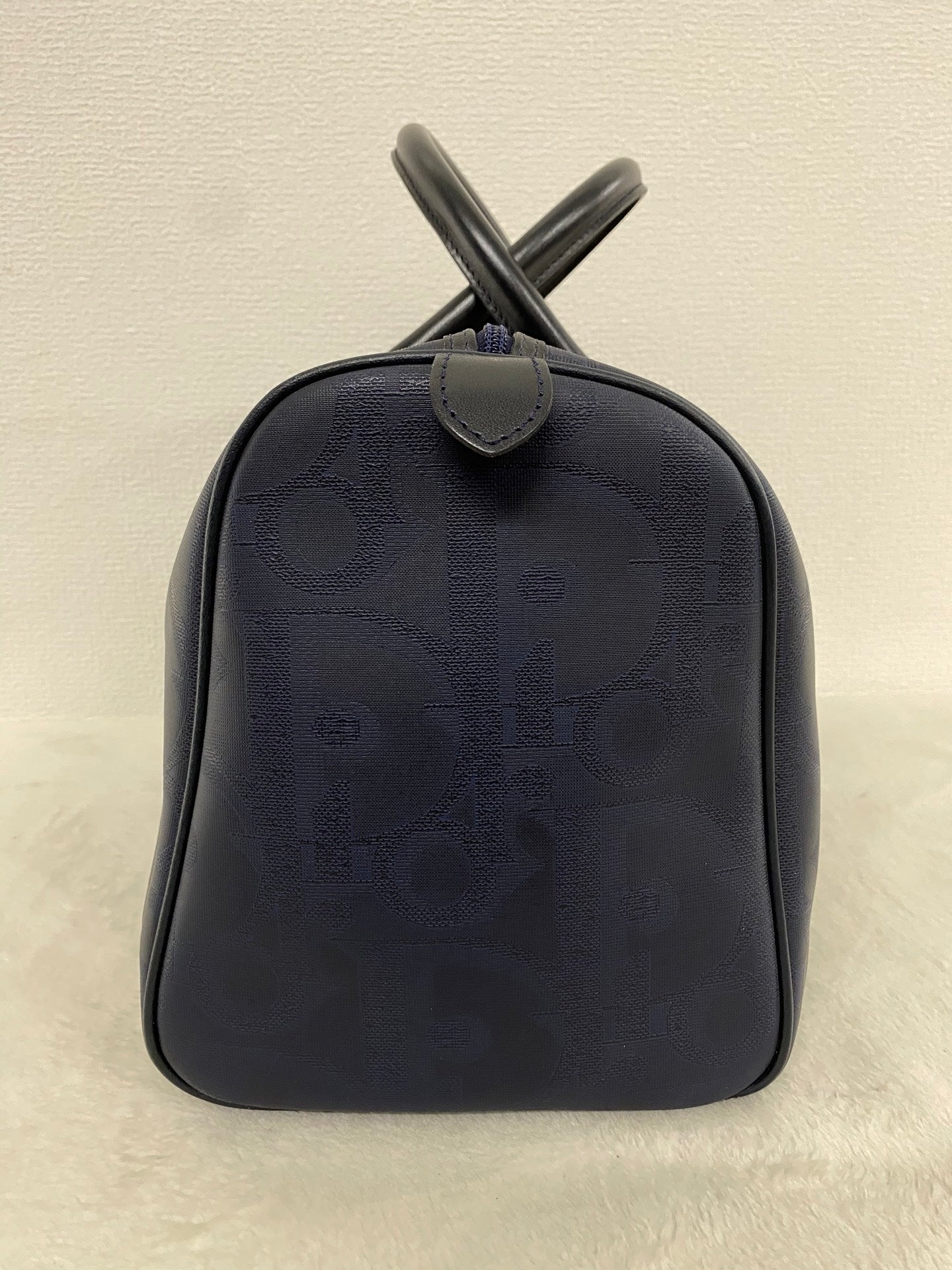 Christian Dior Vintage Monogram Trotter Boston Doctor Bag Navy