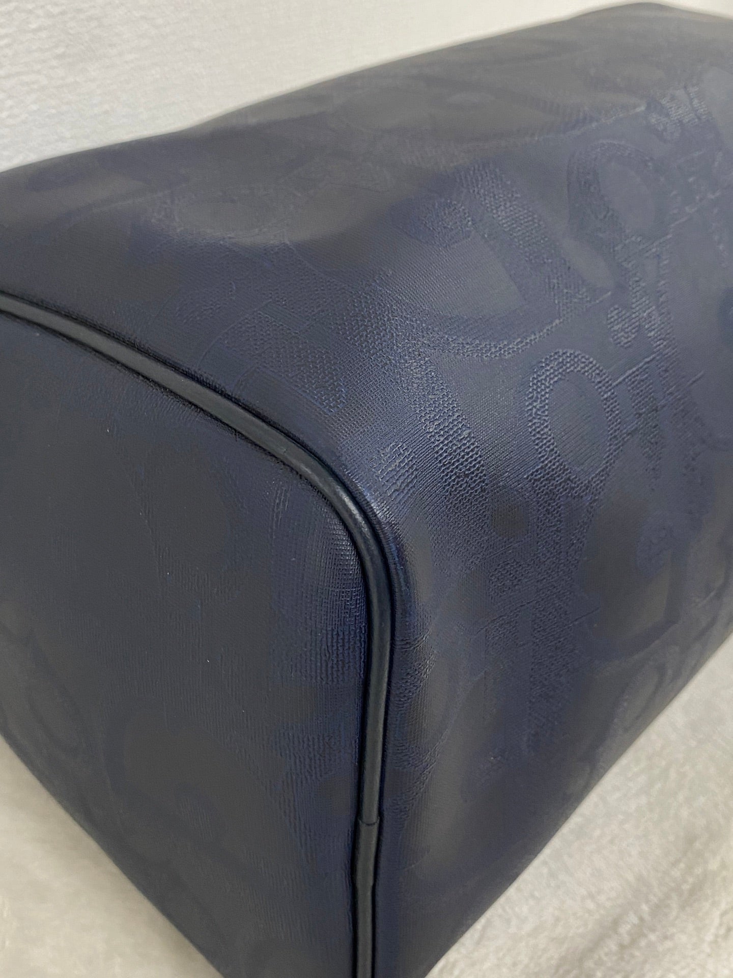 Christian Dior Vintage Monogram Trotter Boston Doctor Bag Navy