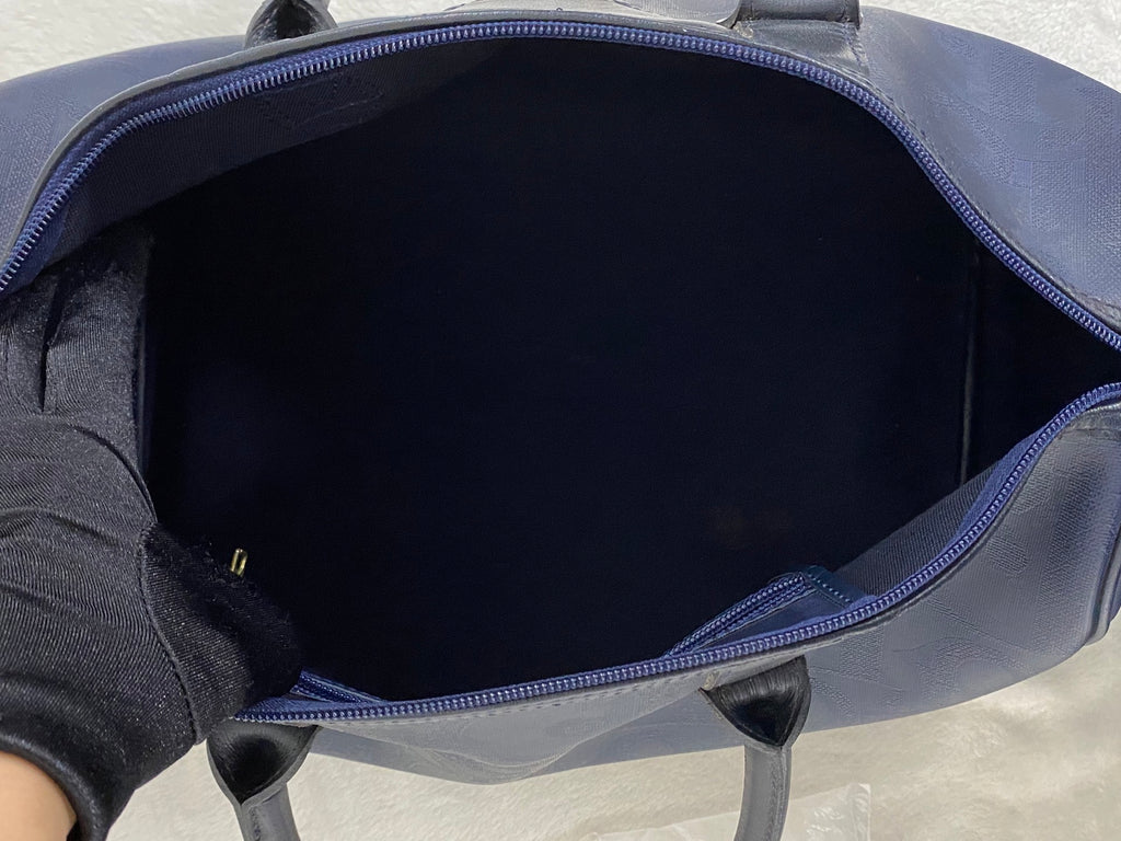 Christian Dior Vintage Monogram Trotter Boston Doctor Bag Navy