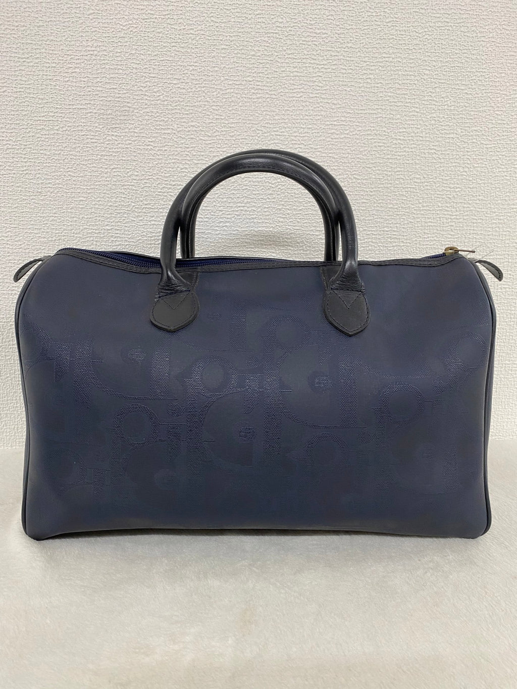 Christian Dior Vintage Monogram Trotter Boston Doctor Bag Navy
