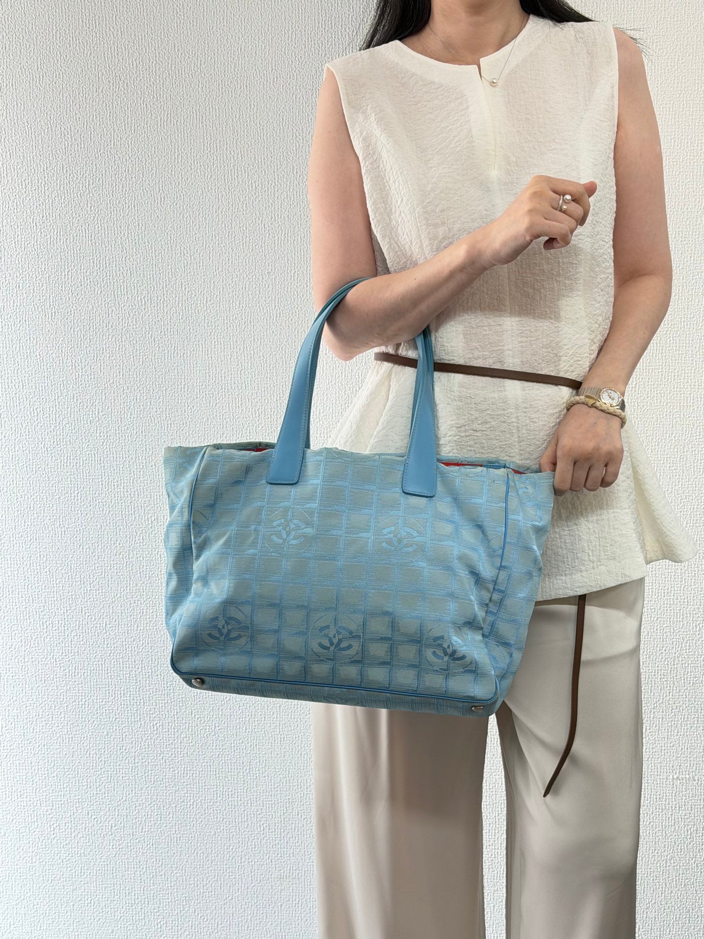 Chanel New Travel Line Tote MM Light Blue