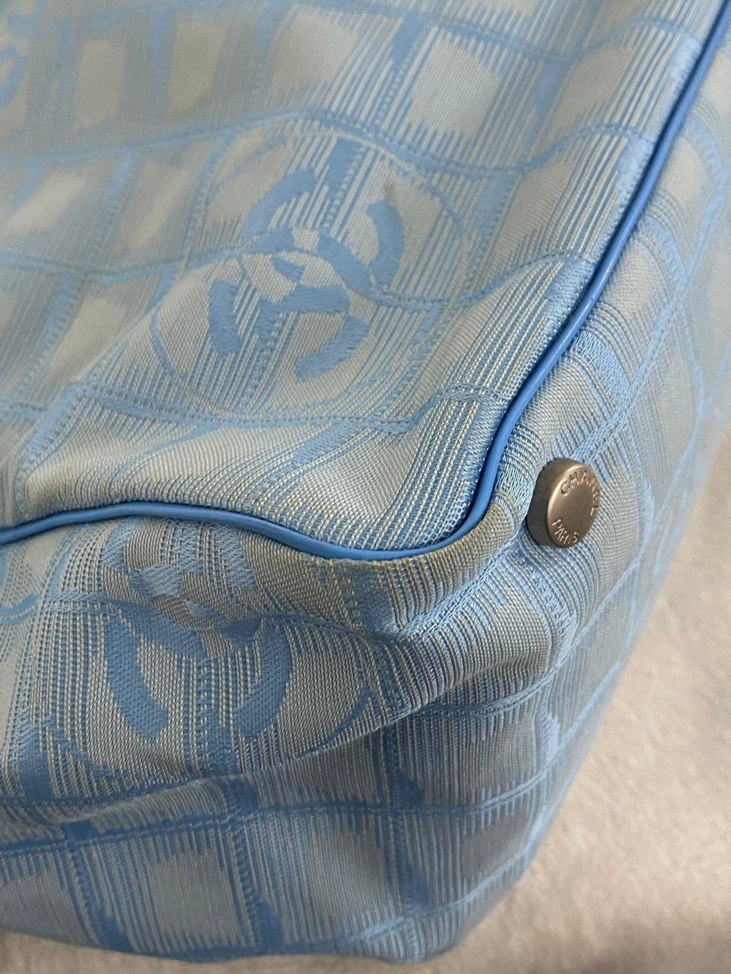 Chanel New Travel Line Tote MM Light Blue
