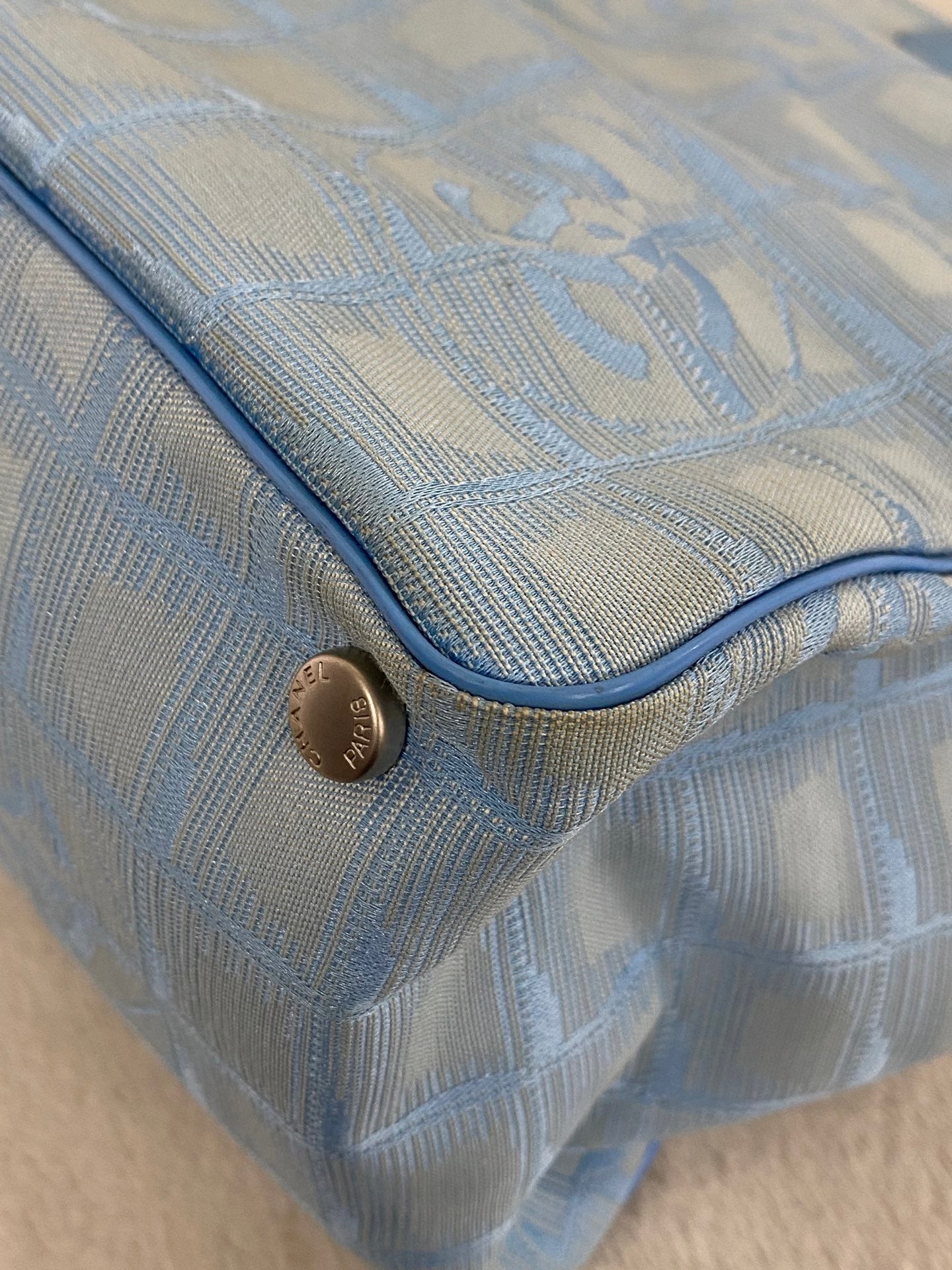 Chanel New Travel Line Tote MM Light Blue