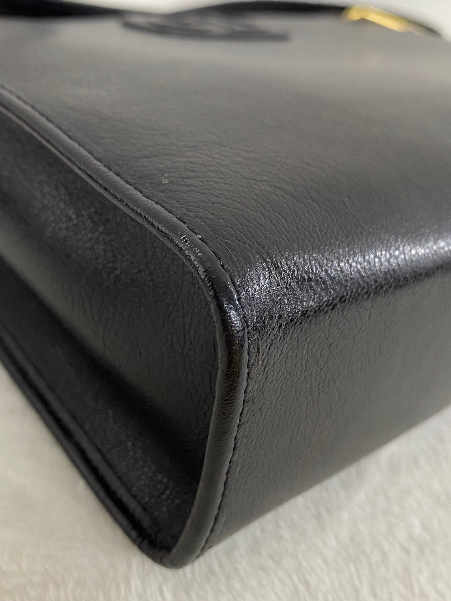 Christian Dior Vintage Black Leather Shoulder Bag with Embossed CD Logo