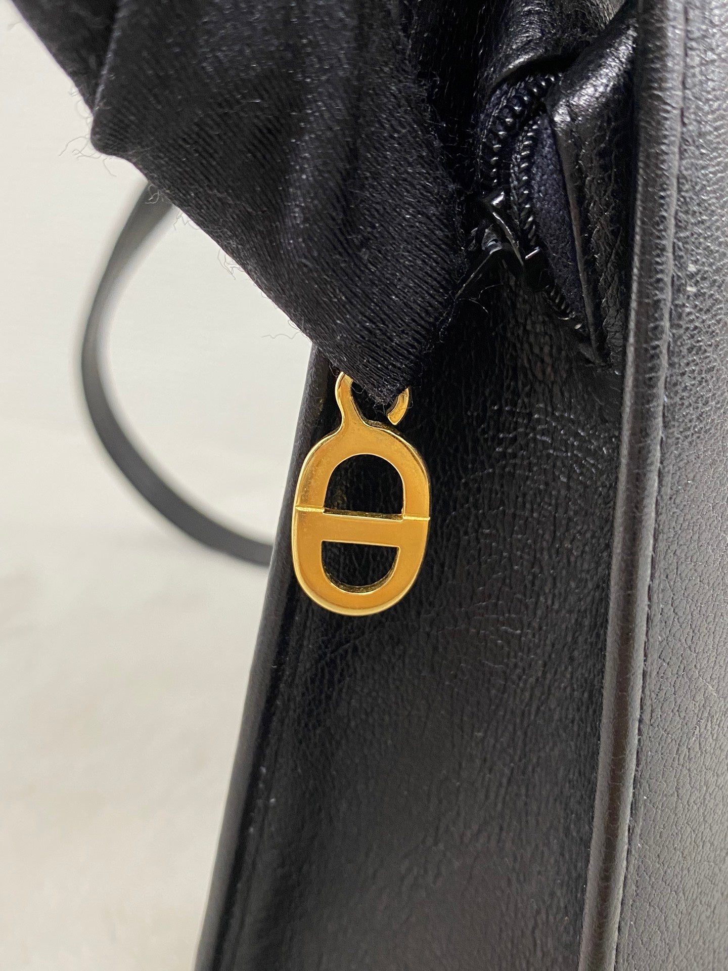 Christian Dior Vintage Black Leather Shoulder Bag with Embossed CD Logo