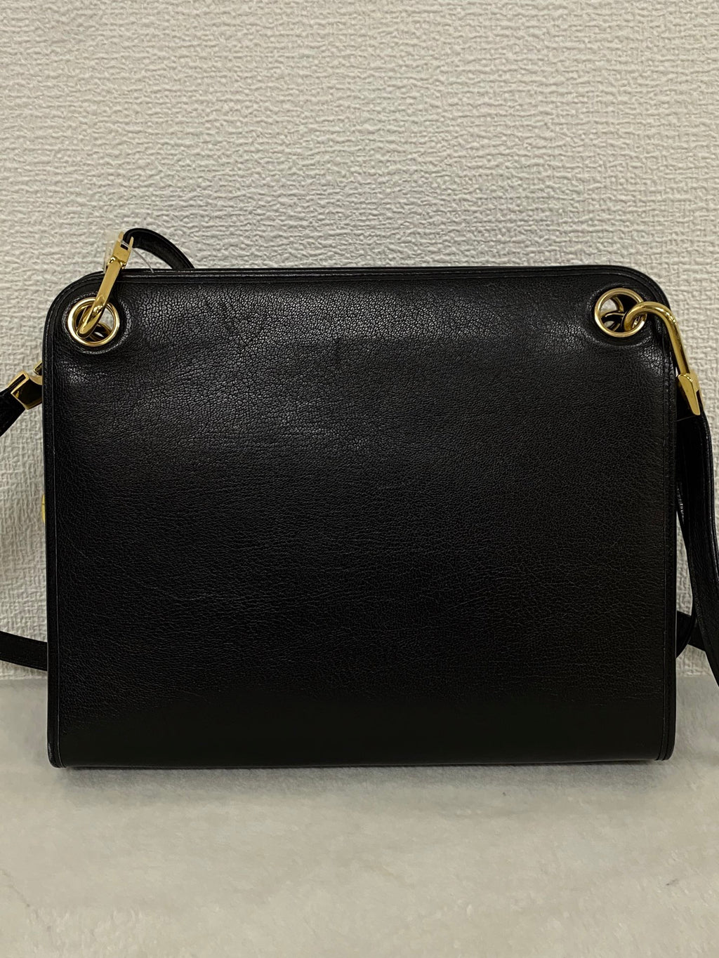 Christian Dior Vintage Black Leather Shoulder Bag with Embossed CD Logo