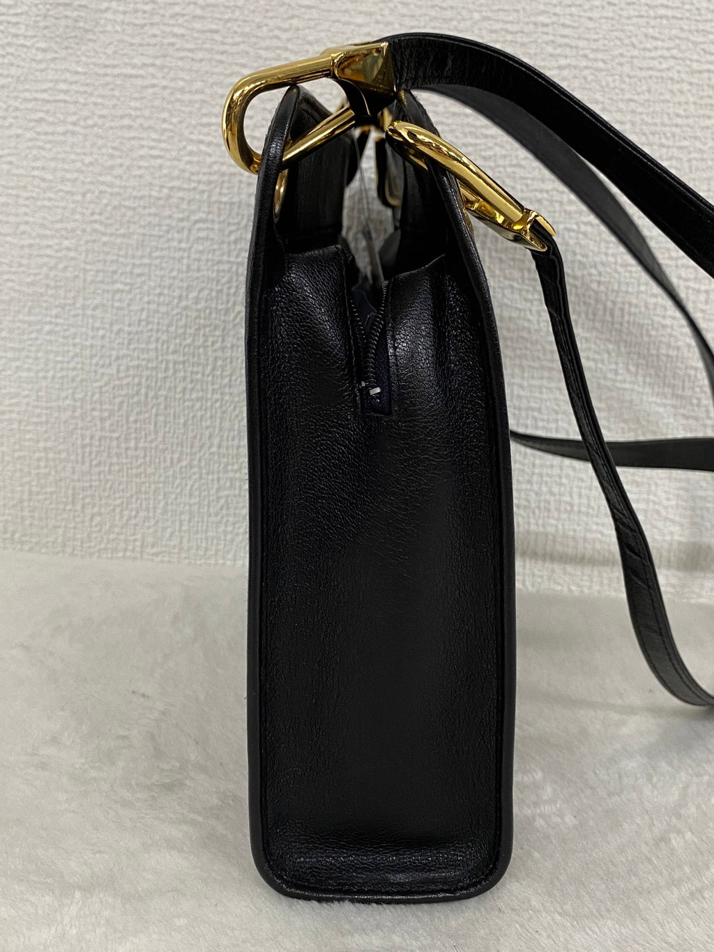 Christian Dior Vintage Black Leather Shoulder Bag with Embossed CD Logo