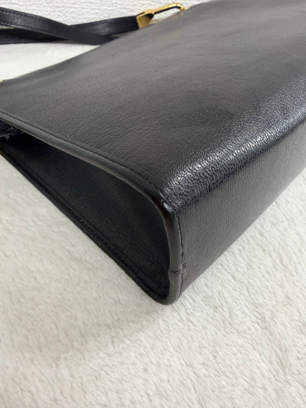 Christian Dior Vintage Black Leather Shoulder Bag with Embossed CD Logo