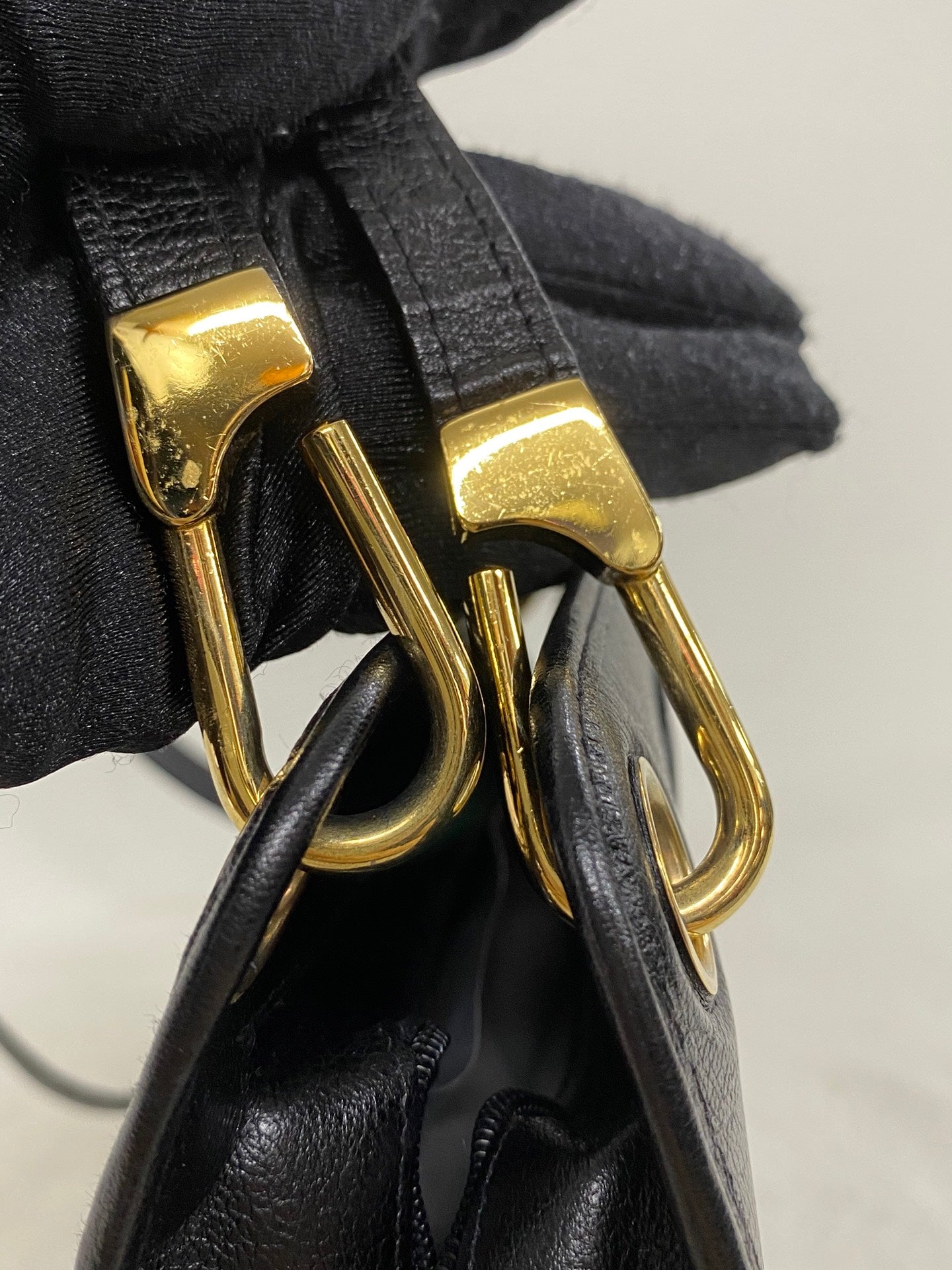 Christian Dior Vintage Black Leather Shoulder Bag with Embossed CD Logo