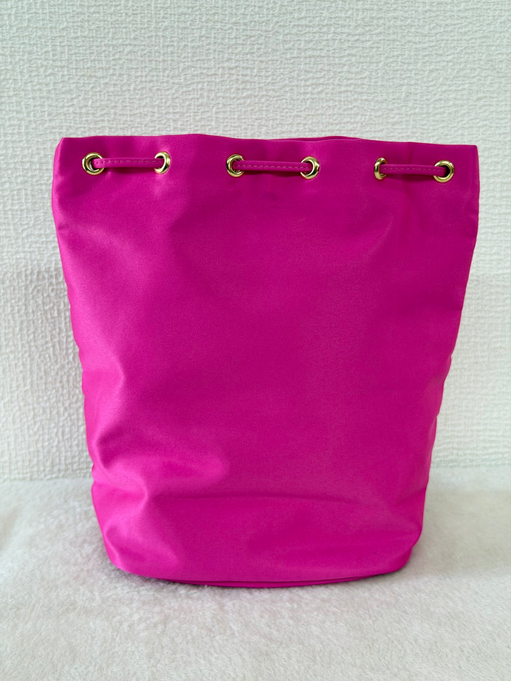 Prada Candy Parfums Hot Pink Satin Drawstring Cosmetic Pouch