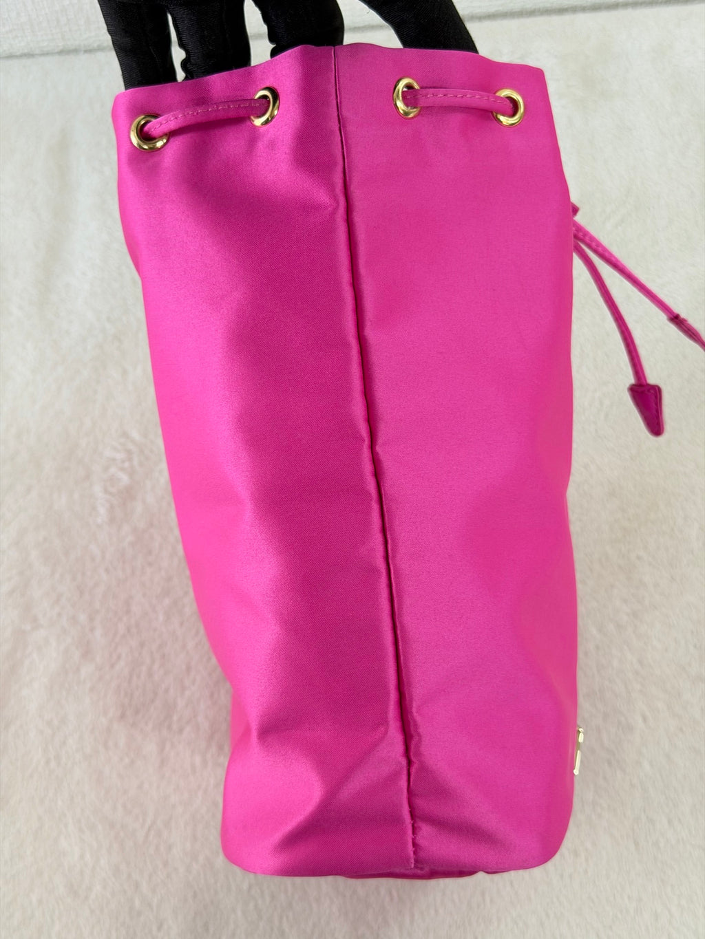 Prada Candy Parfums Hot Pink Satin Drawstring Cosmetic Pouch