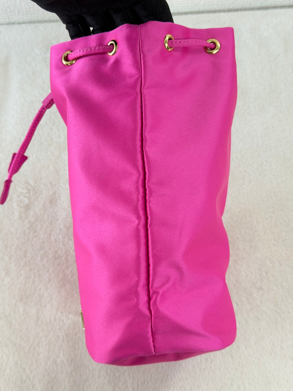 Prada Candy Parfums Hot Pink Satin Drawstring Cosmetic Pouch