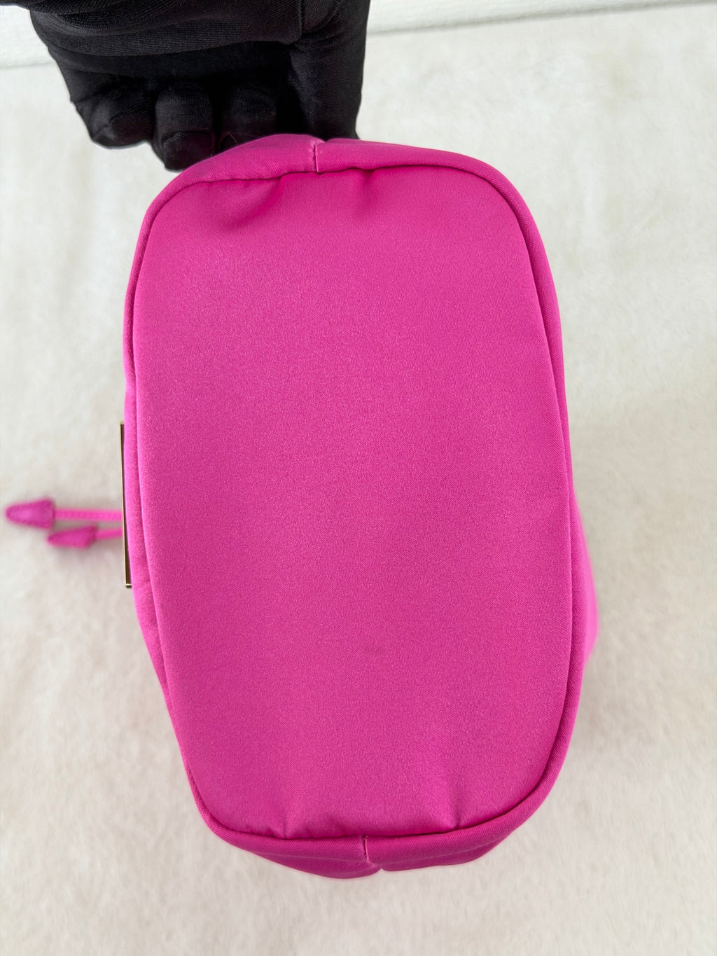 Prada Candy Parfums Hot Pink Satin Drawstring Cosmetic Pouch