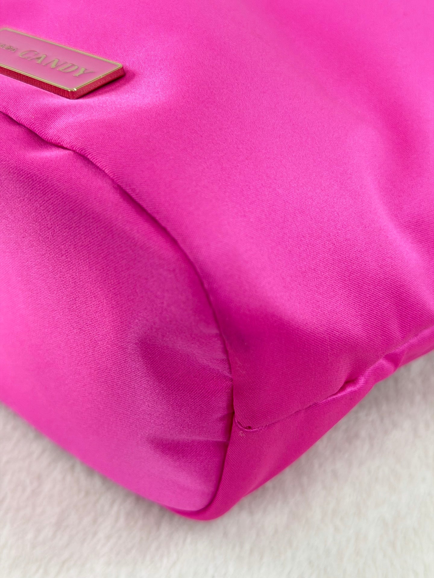 Prada Candy Parfums Hot Pink Satin Drawstring Cosmetic Pouch