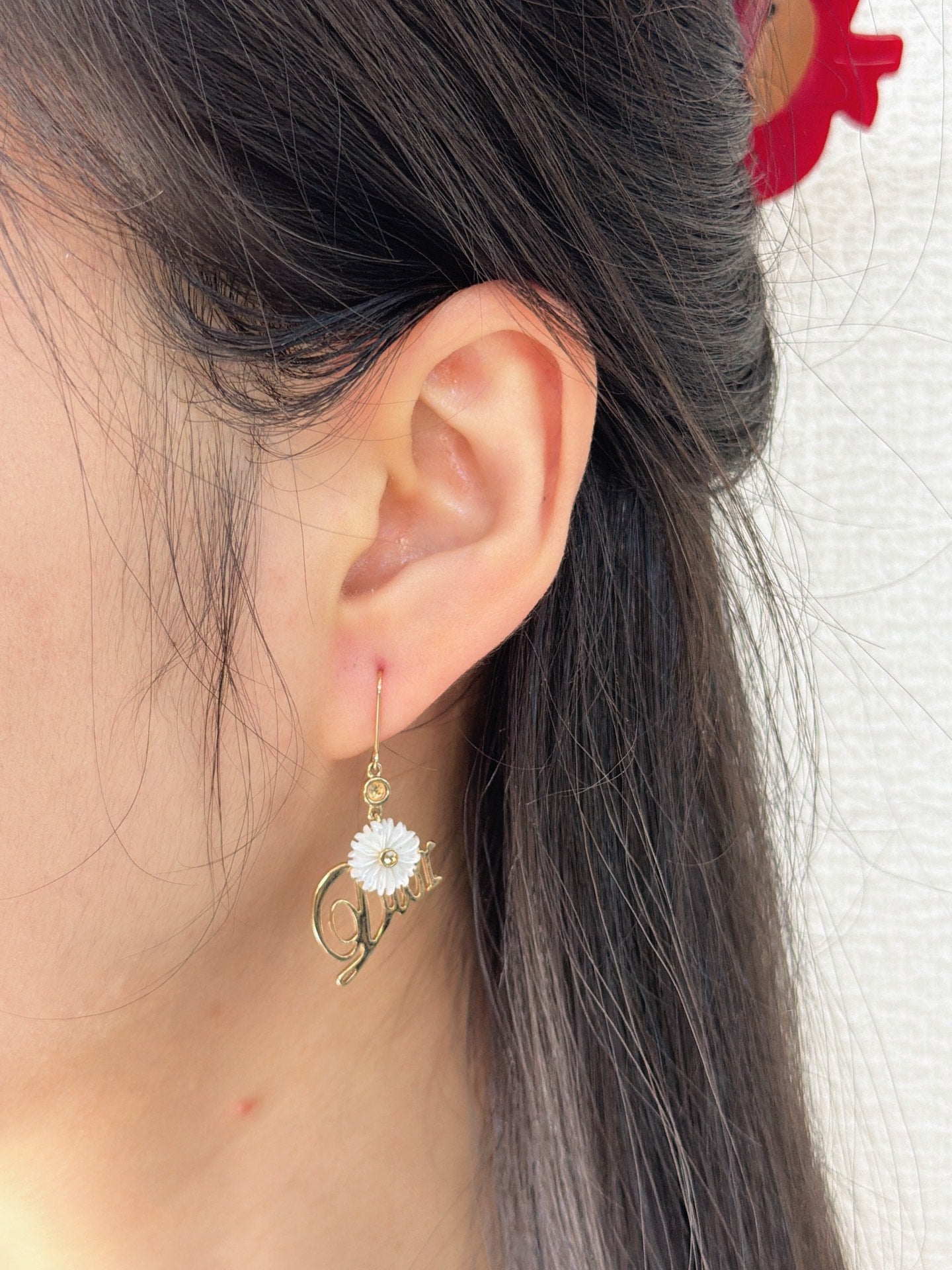 Christian Dior Logo Flower Hook Earrings
