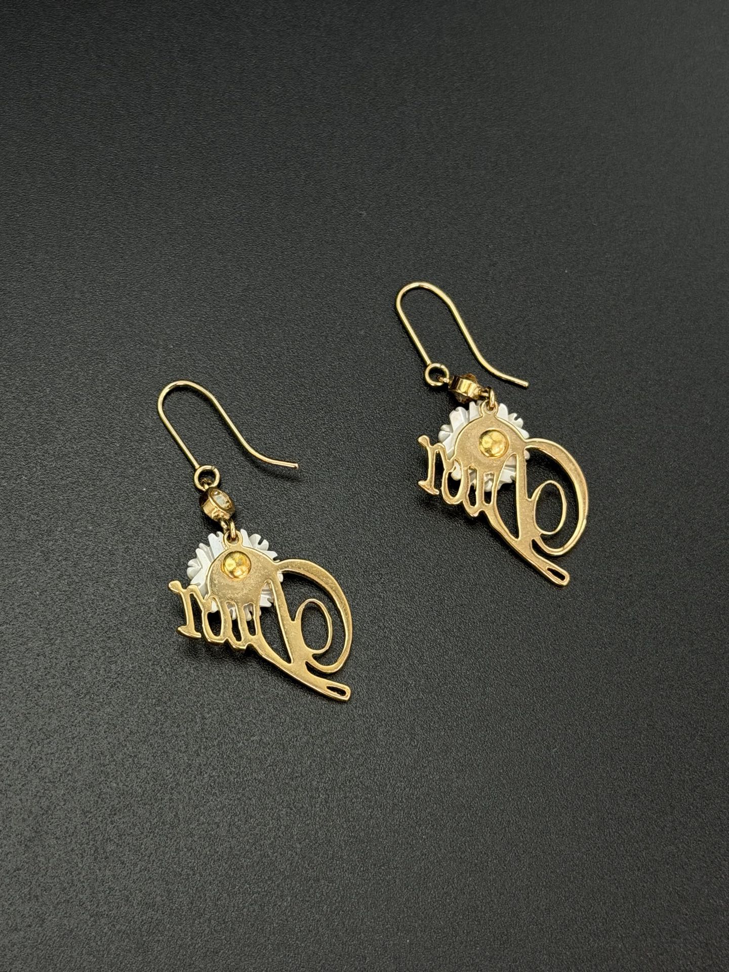 Christian Dior Logo Flower Hook Earrings