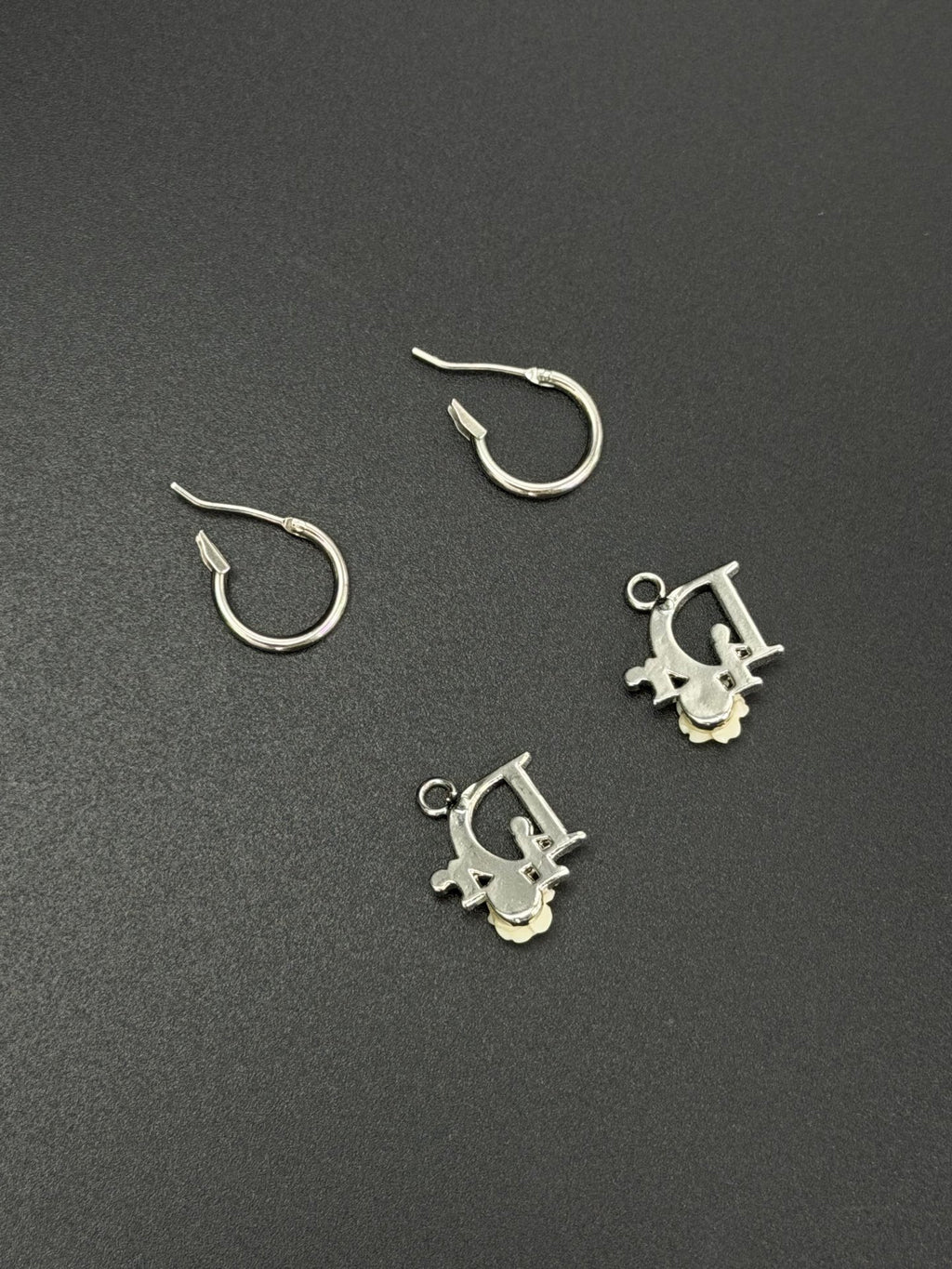 Christian Dior Oblique Crystal Logo Rose Hoop Earrings