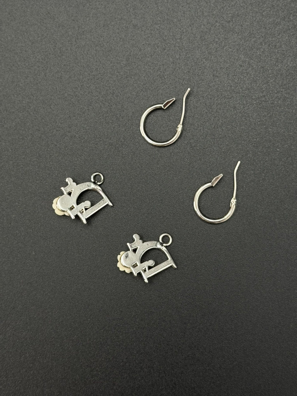 Christian Dior Oblique Crystal Logo Rose Hoop Earrings