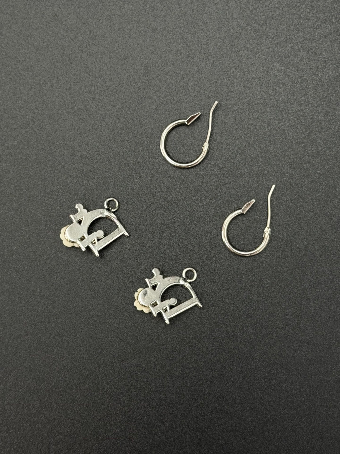 Christian Dior Oblique Crystal Logo Rose Hoop Earrings