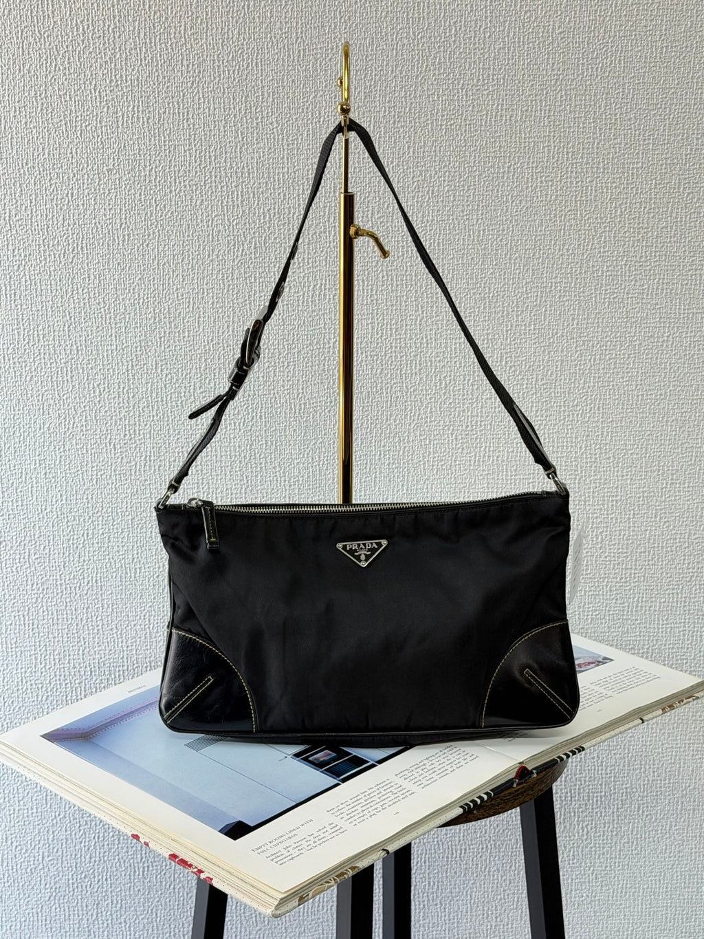 Prada Tessuto Light Nylon Soft Calf Shoulder Bag