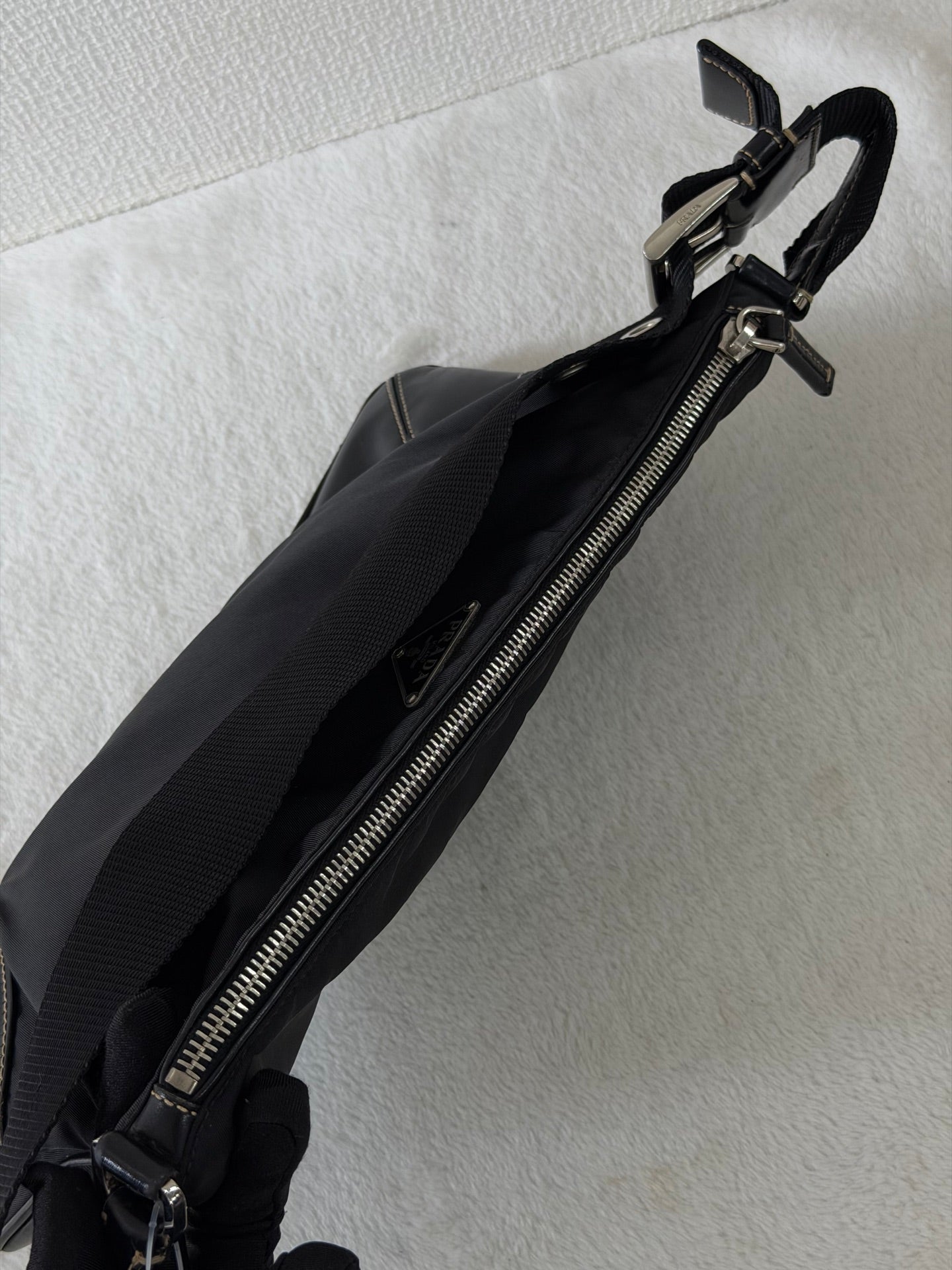 Prada Tessuto Light Nylon Soft Calf Shoulder Bag