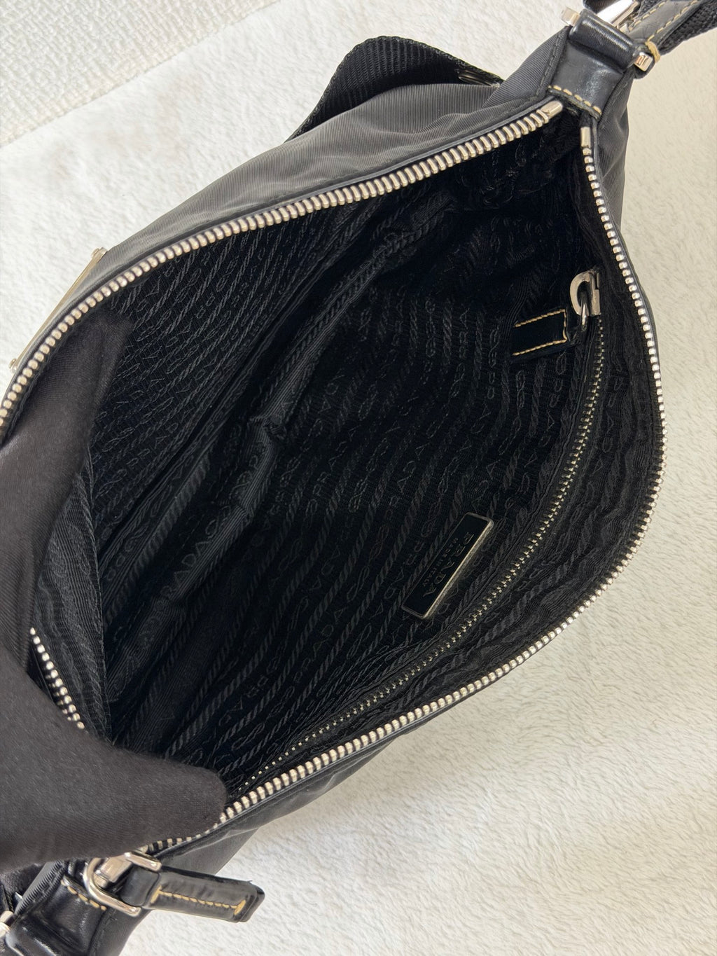 Prada Tessuto Light Nylon Soft Calf Shoulder Bag
