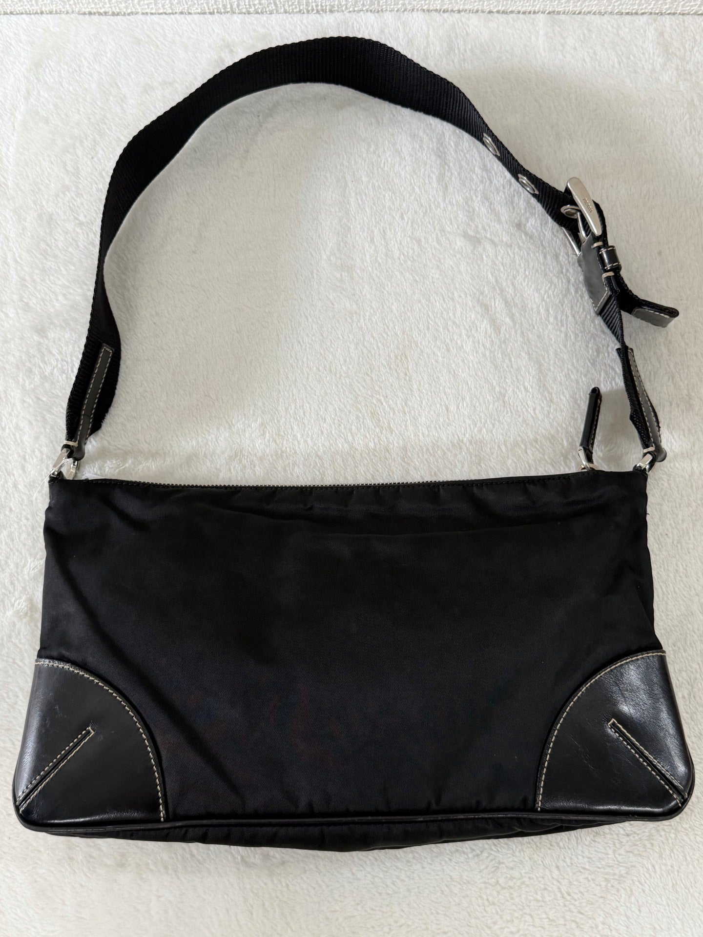 Prada Tessuto Light Nylon Soft Calf Shoulder Bag
