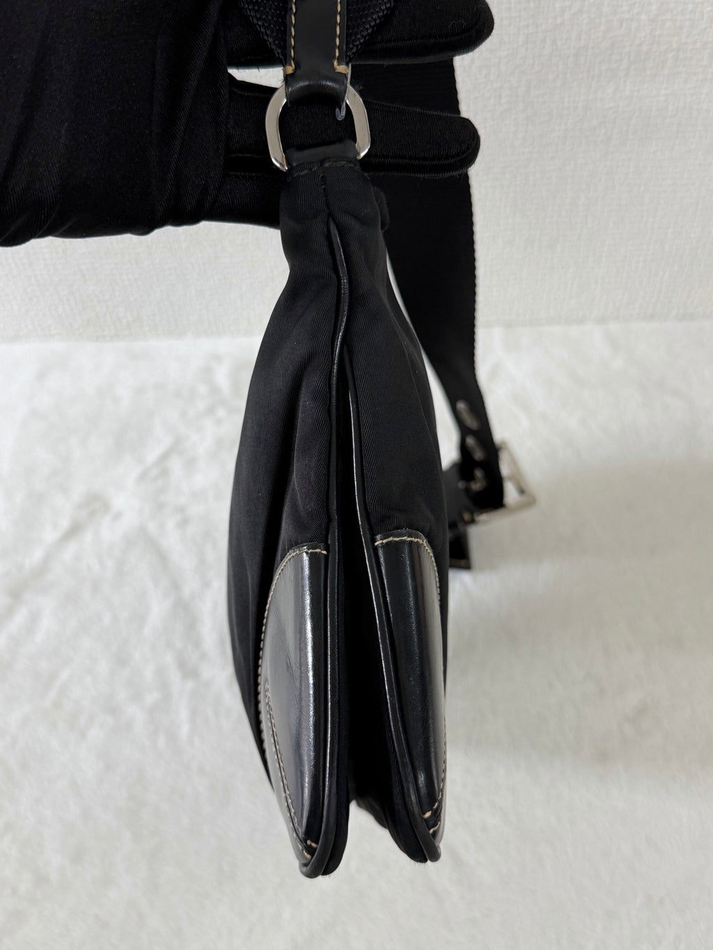 Prada Tessuto Light Nylon Soft Calf Shoulder Bag