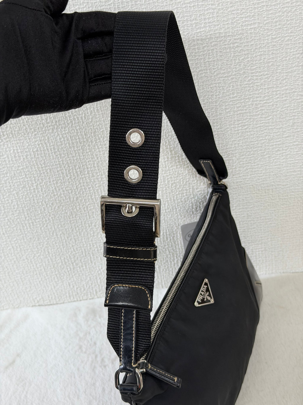 Prada Tessuto Light Nylon Soft Calf Shoulder Bag